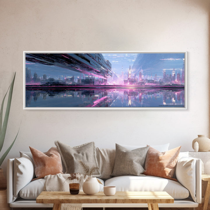 Smooth Titanium Shapes Canvas Print, Futuristic Art, Home Decor, Living Room Decor, Fine Art, Future, Unique Wall Art, FUT-3x1-39