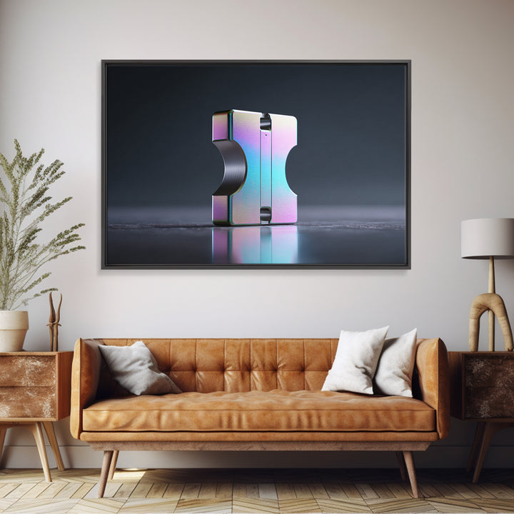 Smooth Titanium Shapes Framed Canvas Print, Futuristic Art, Printable Art, Living Room Decor, Future, Digital Art Print, FUT-3x2-27