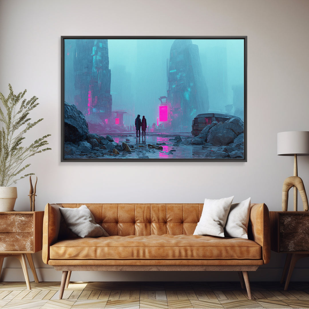 Smooth Titanium Shapes Canvas Print, Futuristic Art, Mid Century Modern, Living Room Decor, Abstract Art, Future, FUT-3x2-3