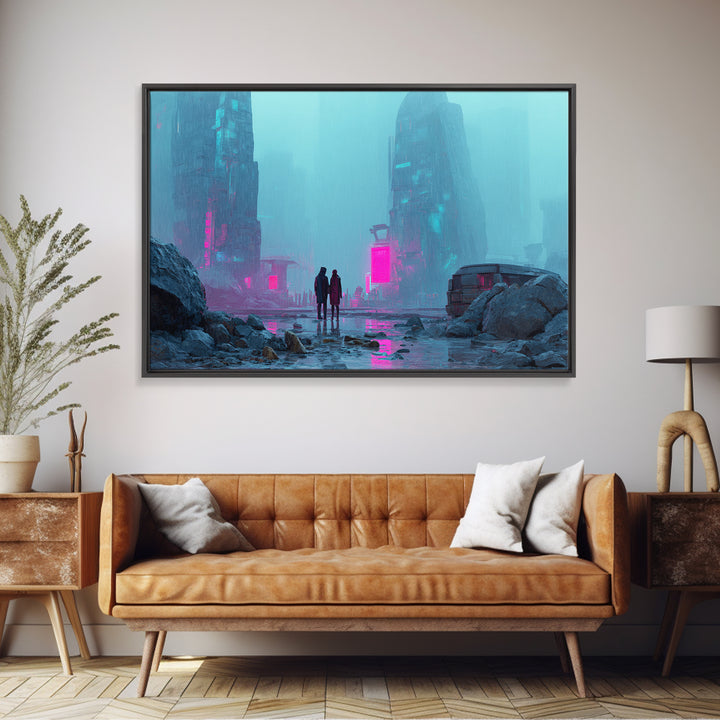 Smooth Titanium Shapes Canvas Print, Futuristic Art, Mid Century Modern, Living Room Decor, Abstract Art, Future, FUT-3x2-3