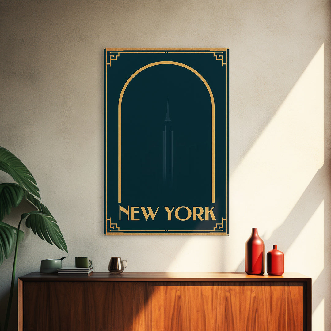 New York Travel Poster, Canvas Print, Luxury Art Deco Poster, New York Poster Print, Vintage City Poster, City Illustration, Art Print