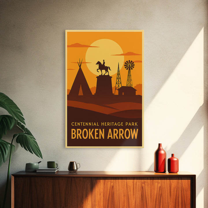 Broken Arrow Travel Poster, Canvas Print, Golden Travel Poster Art, Broken Arrow Travel Art, Vintage City Art, Retro Travel Print