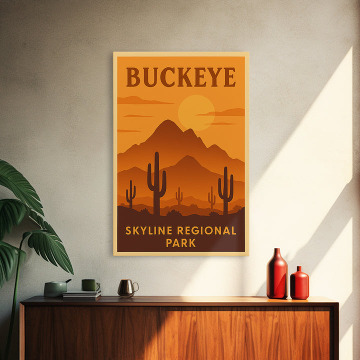 Buckeye Arizona Travel Poster, Framed Canvas Print, Gold Art Deco Poster Art, Buckeye Poster Print, Travel Poster Set, Wanderlust Decor