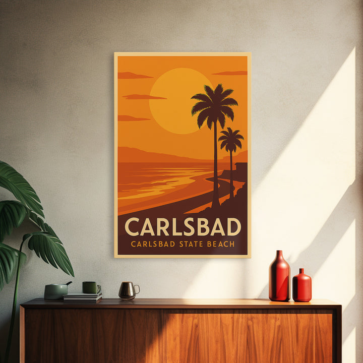 Carlsbad Travel Poster, Canvas Print, Golden Travel Poster Art, Carlsbad Art Print, Travel Art Print, City Travel Prints, Vintage Travel Art