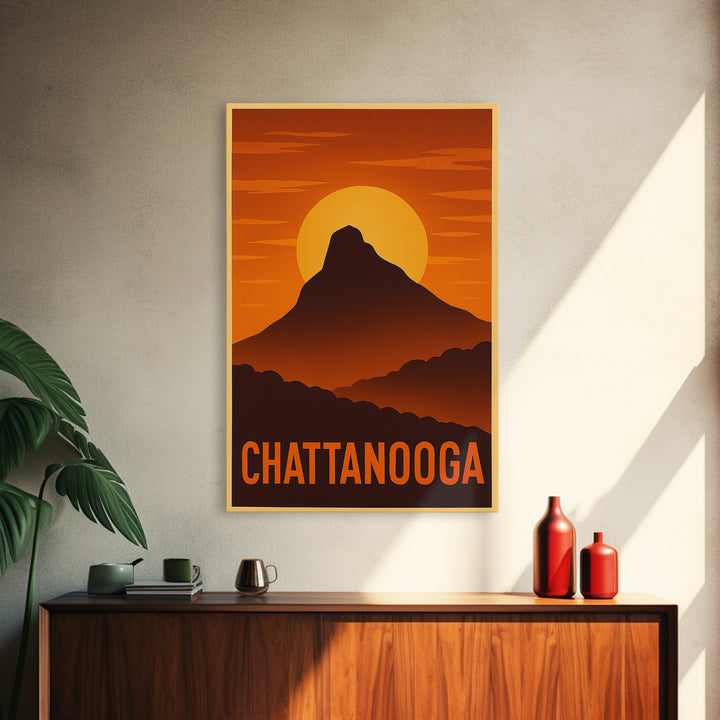 Chattanooga Travel Poster, Framed Canvas Print, Gold Art Deco Poster Art, Chattanooga Wall Art, Travel Art Print, Wanderlust Decor