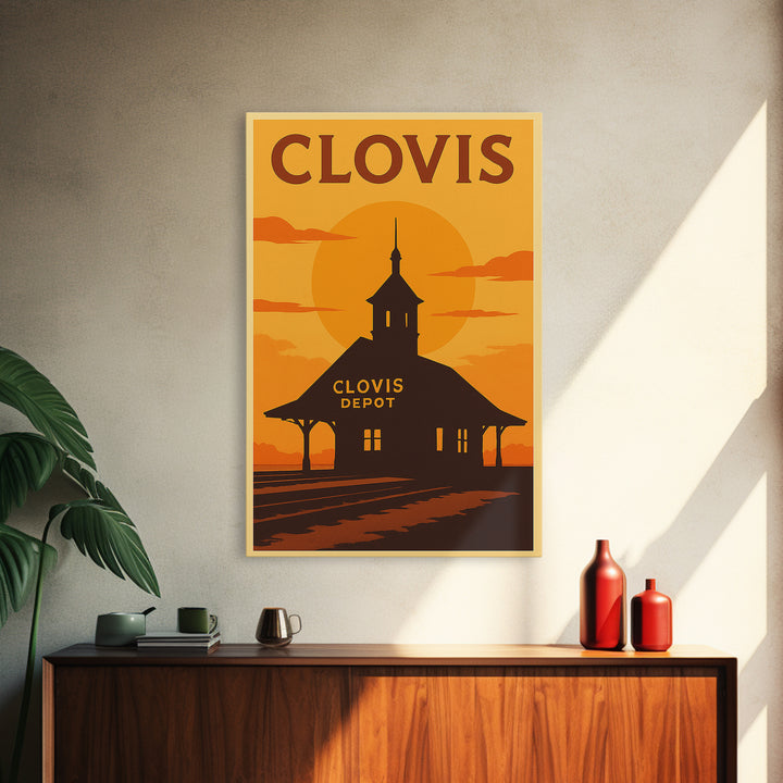 Clovis California Travel Poster, Canvas Print, Golden Travel Poster Art, Clovis Wall Art, Wall Decor, City Art Print, Wanderlust Decor