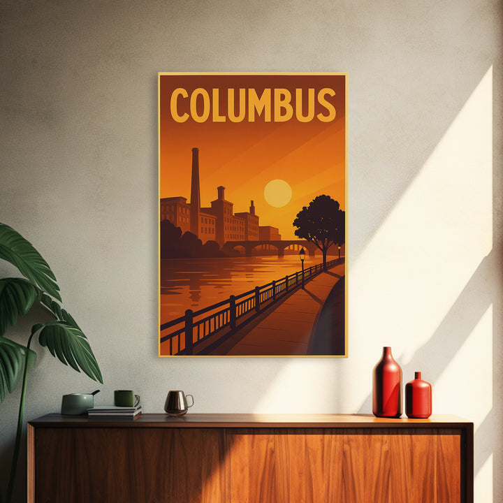 Columbus Ohio Travel Poster, Canvas Print, Vintage Deco Wall Art, Columbus Art Print, Travel Art Print, Gift For Travelers, Travel Print