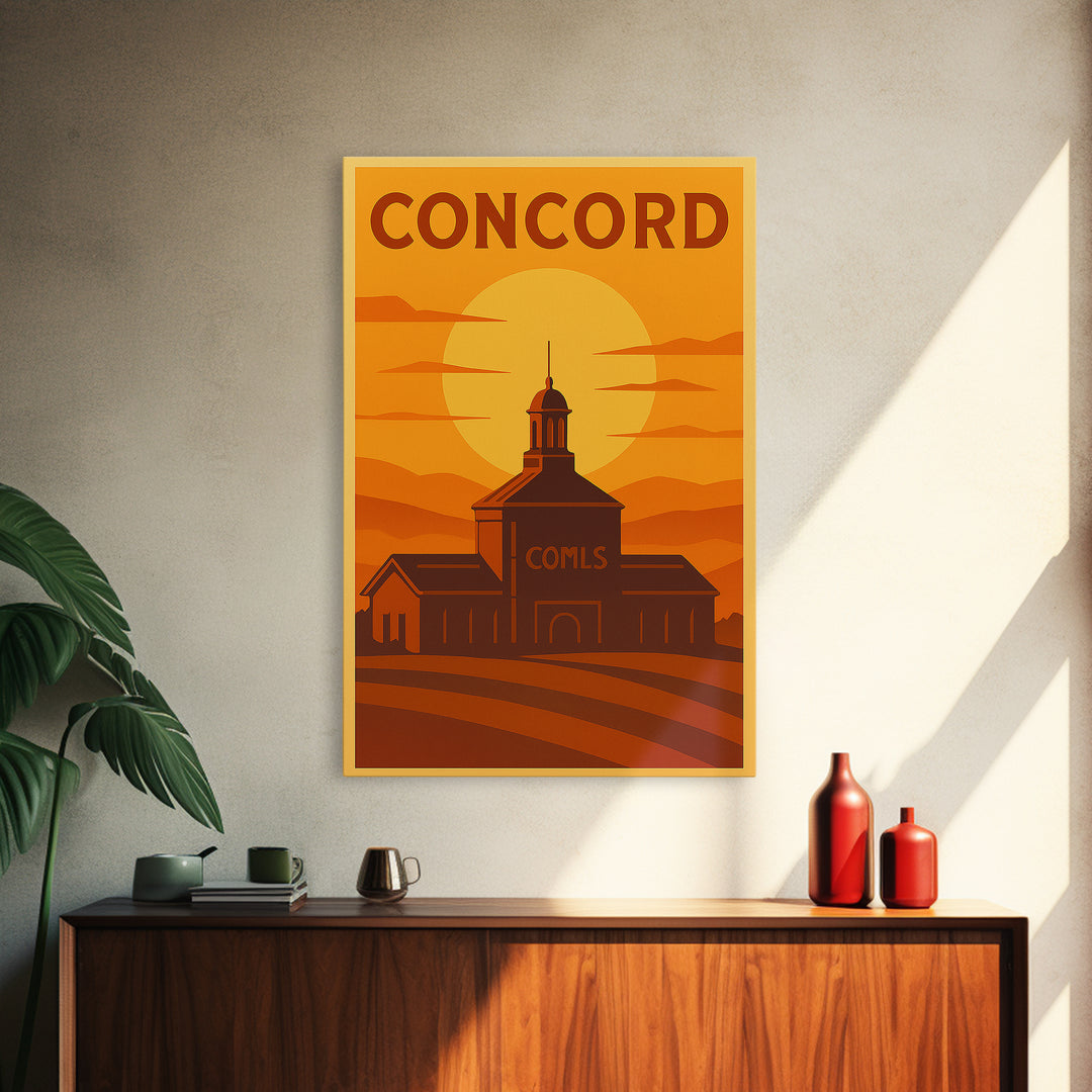 Concord California Travel Poster, Canvas Print, Warm Sunset Silhouette Art, Concord Poster Print, Travel Poster Art, City Illustration