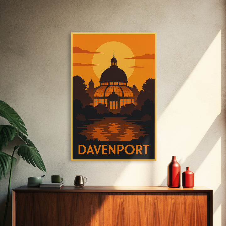 Davenport Iowa Travel Poster, Canvas Print, Golden Travel Poster Art, Davenport Poster Print, Travel Poster Art, Modern Wall Decor, Wall Art