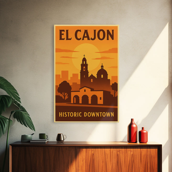El Cajon California Travel Poster, Canvas Print, Vintage Deco Wall Art, El Cajon Art Print, City Poster, Travel Wall Art, Retro Travel Print