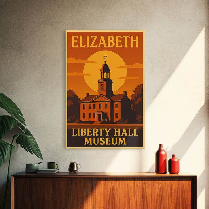 Elizabeth New Jersey Travel Poster, Canvas Print, Gold Art Deco Poster Art, Elizabeth Travel Art, Art Print, Travel Wall Art
