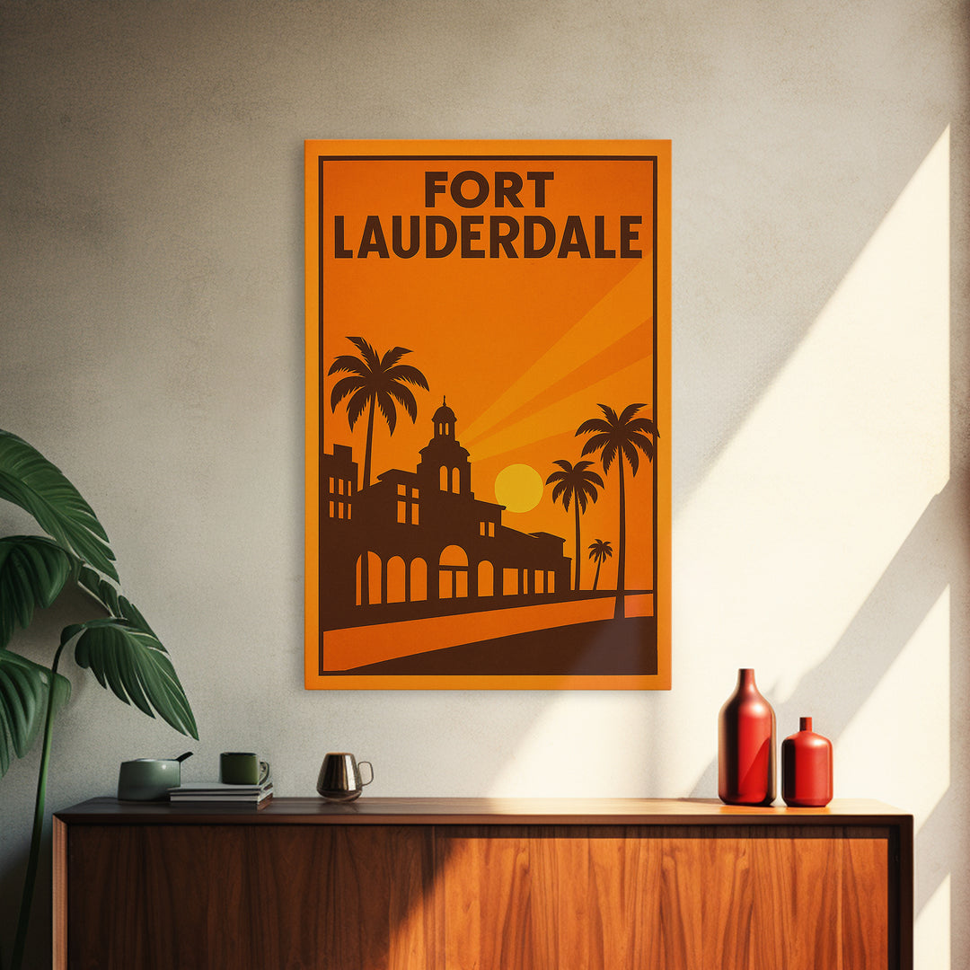 Fort Lauderdale Florida Travel Poster, Canvas Print, Golden Travel Poster Art, Fort Lauderdale Art Print, Travel Poster Set, City Art Print