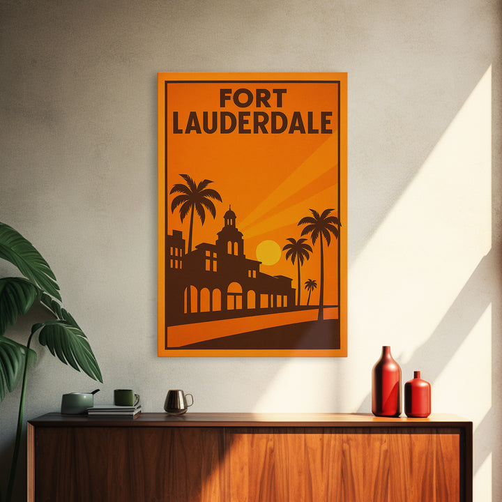 Fort Lauderdale Florida Travel Poster, Canvas Print, Golden Travel Poster Art, Fort Lauderdale Art Print, Travel Poster Set, City Art Print