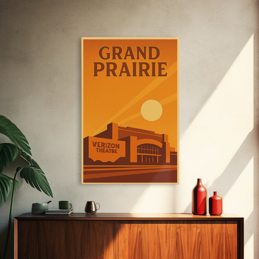 Grand Prairie Texas Travel Poster, Canvas Print, Gold Art Deco Poster Art, Grand Prairie Art Print, City Travel Prints, Wanderlust Decor