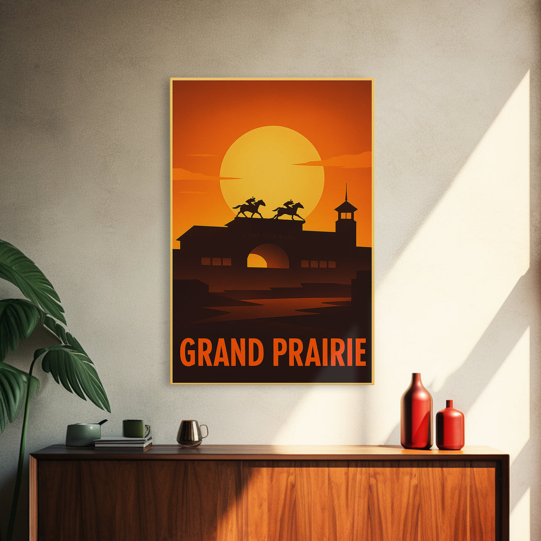 Grand Prairie Travel Poster, Canvas Print, Gold Art Deco Poster Art, Grand Prairie Wall Art, Mid Century Wall Art, Travel Art Print