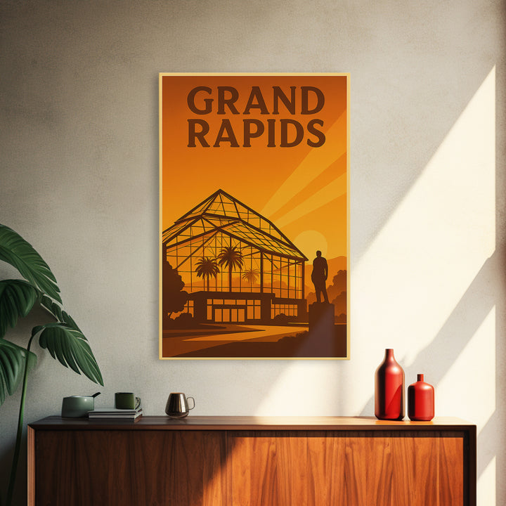 Grand Rapids Michigan Travel Poster, Canvas Print, Golden Travel Poster Art, Grand Rapids Art Print, Home Office Decor, City Travel Prints