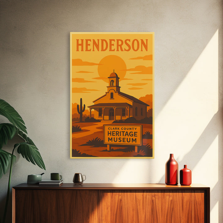 Henderson Nevada Travel Poster, Canvas Print, Golden Poster Art, Henderson Poster Print, Retro Travel Print, City Art Print, City Poster
