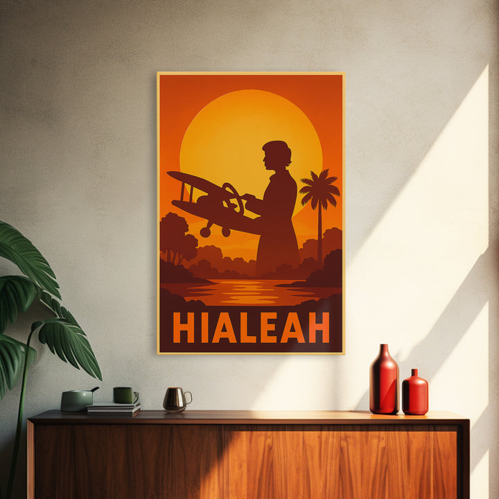 Hialeah Travel Poster, Canvas Print, Golden Travel Poster Art, Hialeah Poster Print, Vintage City Art, Vintage City Poster, Retro Poster