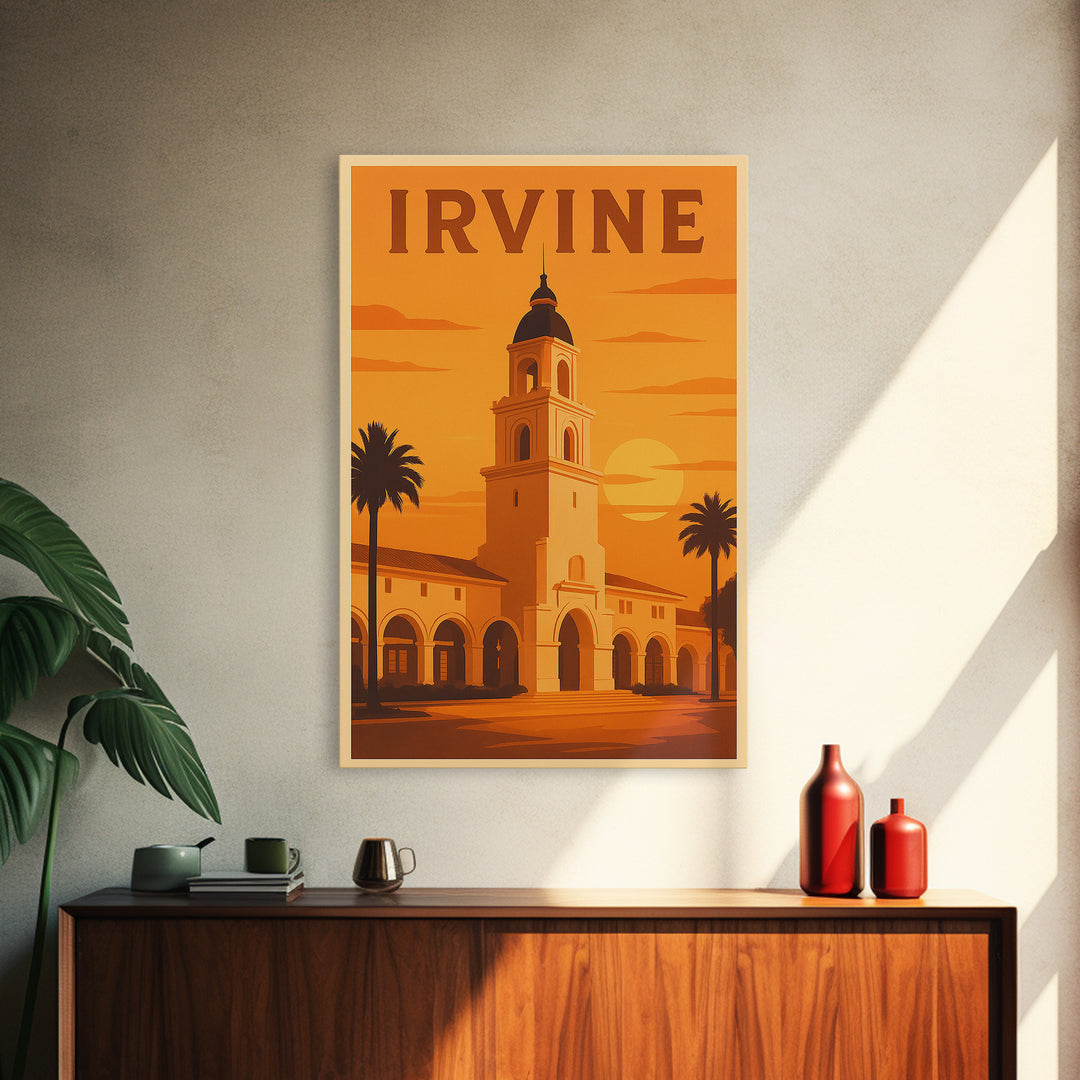 Irvine California Travel Poster, Canvas Print, Golden Poster Art, Irvine Art Print, Vintage City Art, City Art Print, Travel Art Print