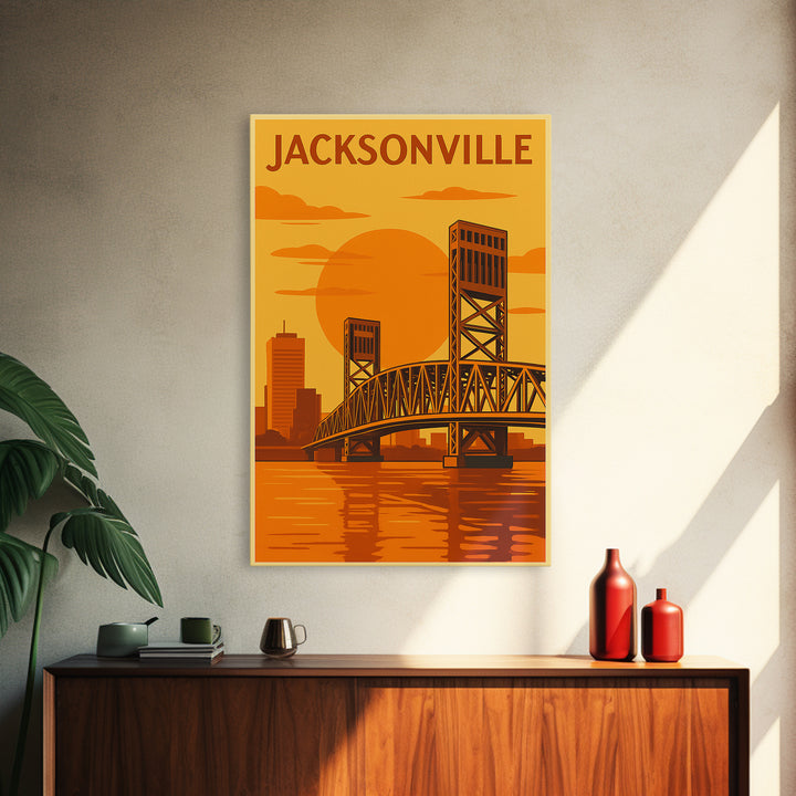 Jacksonville Florida Travel Poster, Canvas Print, Vintage Deco Wall Art, Jacksonville Art Print, Travel Poster Art, Living Room Wall Art