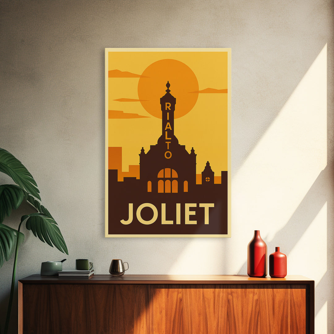 Joliet Travel Poster, Canvas Print, Vintage Deco Wall Art, Joliet Wall Art, Vintage City Poster, Travel Poster Art, Travel Poster Set