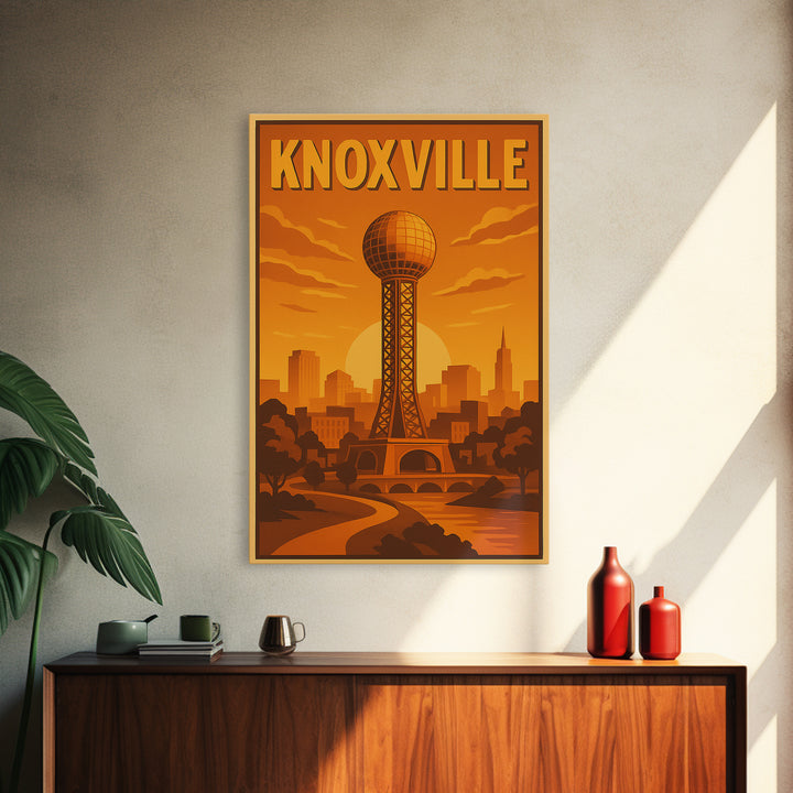 Knoxville Tennessee Travel Poster, Canvas Print, Gold Art Deco Poster Art, Knoxville City Art, City Illustration, Fine Art Print, Wall Decor
