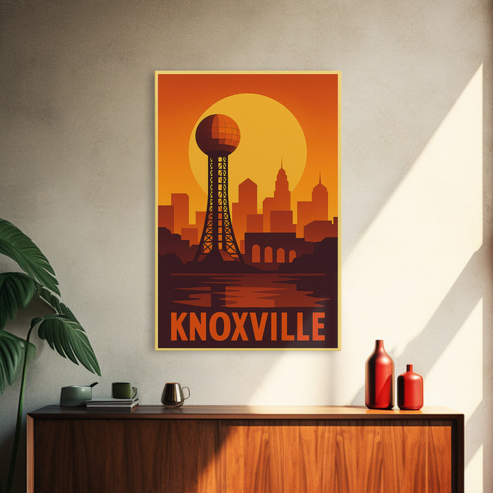 Knoxville Travel Poster, Canvas Print, Gold Art Deco Poster Art, Knoxville Art Print, Living Room Wall Art, Travel Wall Decor, Design 2