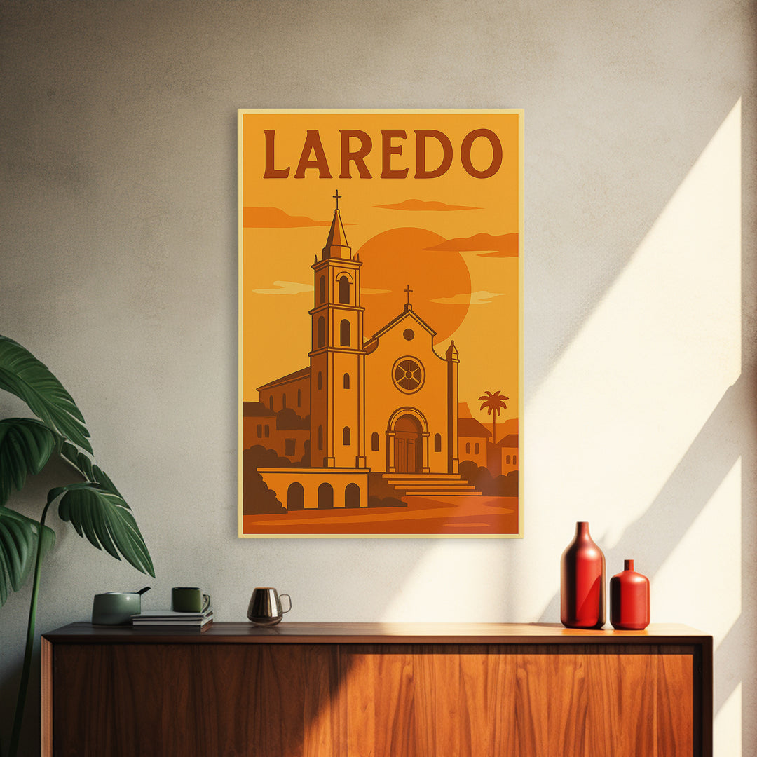 Laredo Texas Travel Poster, Canvas Print, Golden Travel Poster Art, Laredo Poster Print, Vintage Travel Art, Fine Art Print, Art Print