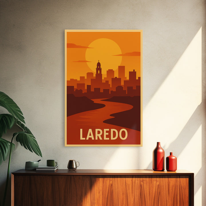 Laredo Travel Poster, Canvas Print, Golden Travel Poster Art, Laredo Travel Art, Retro Travel Print, Gift For Travelers, Fine Art Print