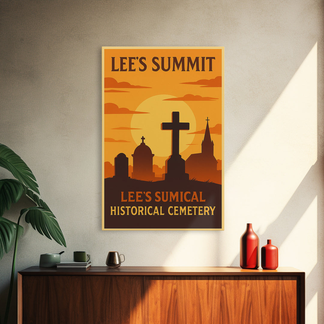 Lee'S Summit Missouri Travel Poster, Canvas Print, Warm Sunset Silhouette Art, Lee'S Summit Poster Print, Living Room Wall Art, Home Decor