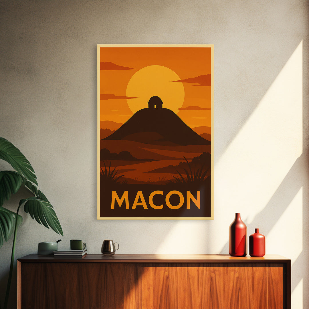 Macon Travel Poster, Canvas Print, Golden Travel Poster Art, Macon Wall Art, Modern Wall Decor, Fine Art Print, Travel Art Print