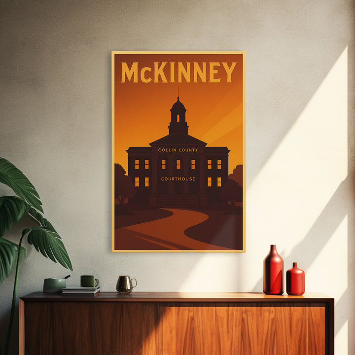 Mckinney Texas Travel Poster, Canvas Print, Vintage Deco Wall Art, Mckinney Art Print, Travel Art Print, Vintage City Poster, Wall Art