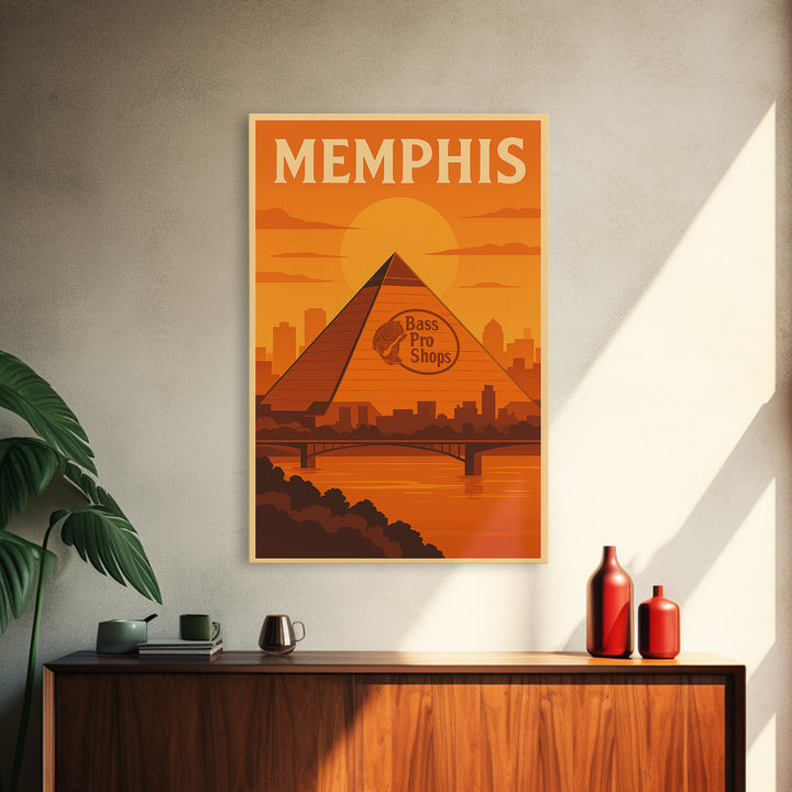 Memphis Tennessee Travel Poster, Canvas Print, Gold Art Deco Poster Art, Memphis Wall Art, Watercolor Urban Skyline, Art Print, Travel Art