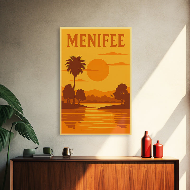 Menifee California Travel Poster, Canvas Print, Gold Art Deco Poster Art, Menifee Travel Art, Fine Art Print, Wanderlust Decor, Poster Art