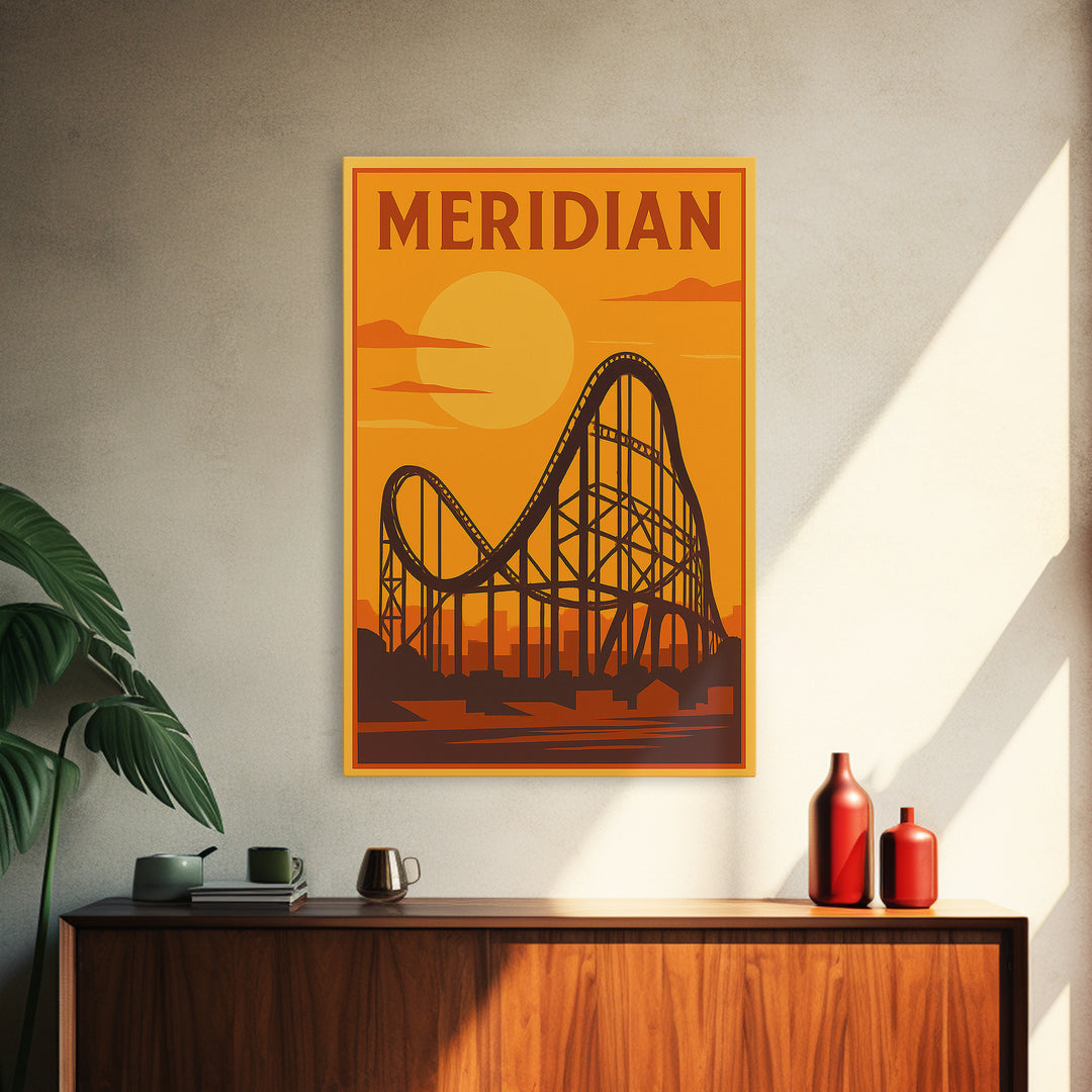 Meridian Idaho Travel Poster, Canvas Print, Gold Art Deco Poster Art, Meridian City Art, City Art Print, Fine Art Print, Vintage City Art