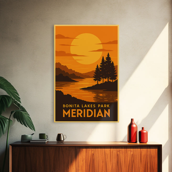 Meridian Travel Poster, Canvas Print, Gold Art Deco Poster Art, Meridian Travel Art, City Art Print, Vintage Travel Art, Vintage City Poster