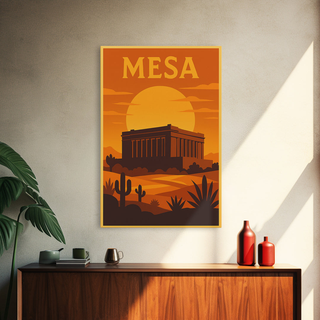 Mesa Arizona Travel Poster, Canvas Print, Gold Art Deco Poster Art, Mesa Art Print, Gift For Travelers, Vintage City Poster, Fine Art Print