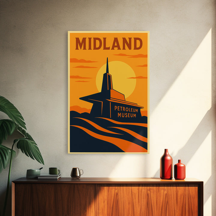 Midland Texas Travel Poster, Canvas Print, Vintage Deco Wall Art, Midland Poster Print, Vintage City Poster, Travel Prints, Vintage City Art