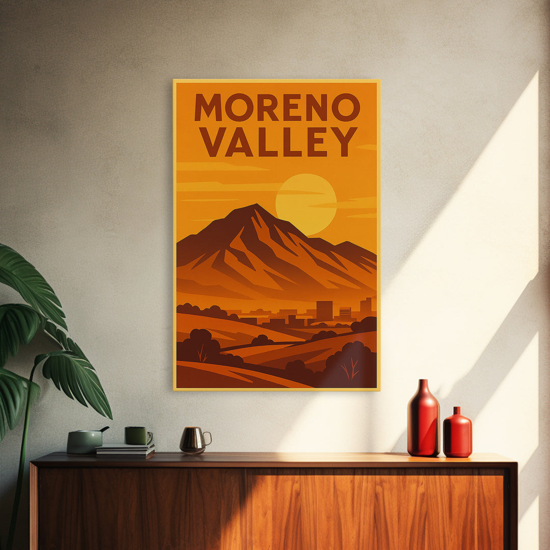 Moreno Valley California Travel Poster, Canvas Print, Gold Art Deco Poster Art, Moreno Valley Travel Art, Travel Poster Set, Wall Decor