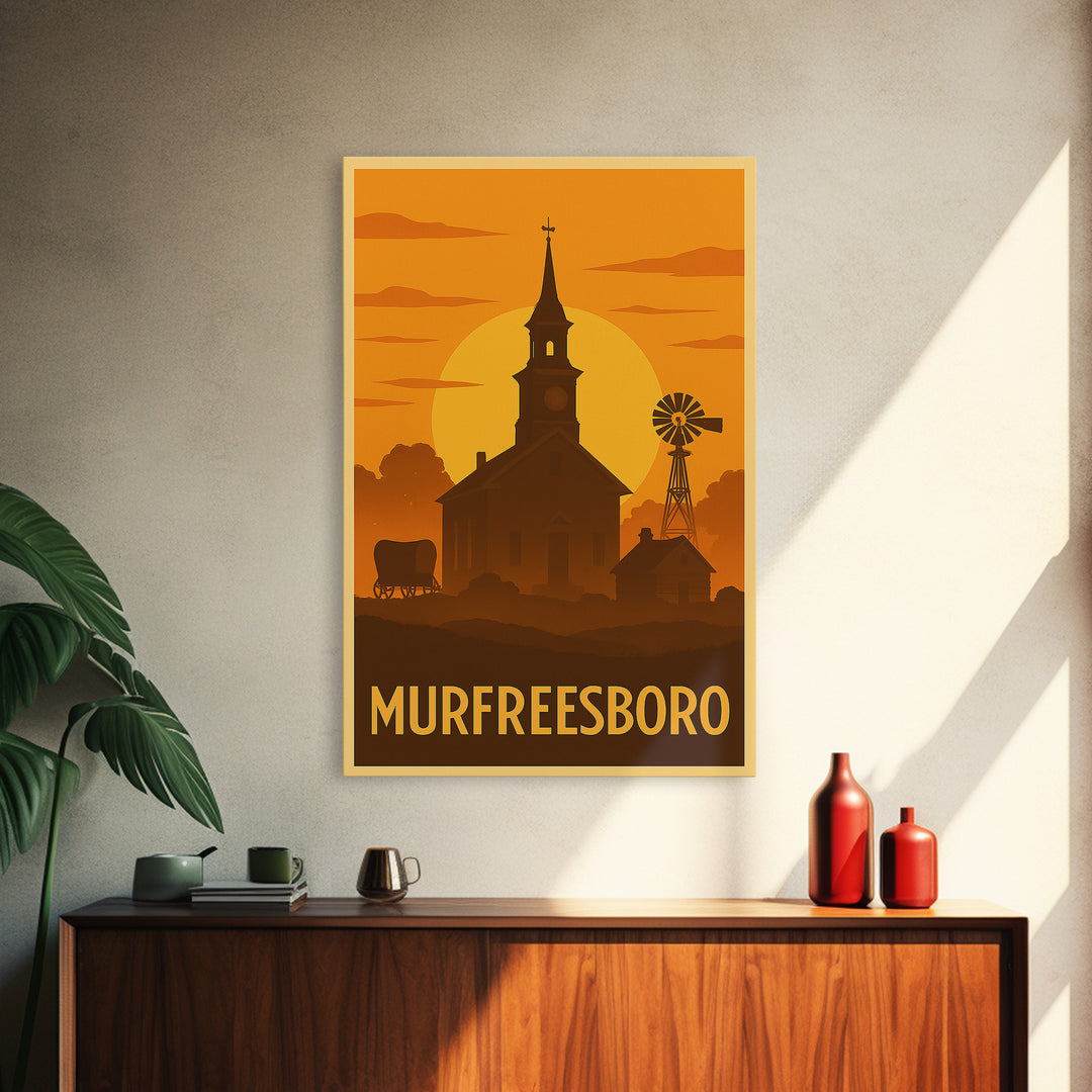 Murfreesboro Travel Poster, Canvas Print, Golden Travel Poster Art, Murfreesboro City Art, Vintage Travel Print, Living Room Wall Art