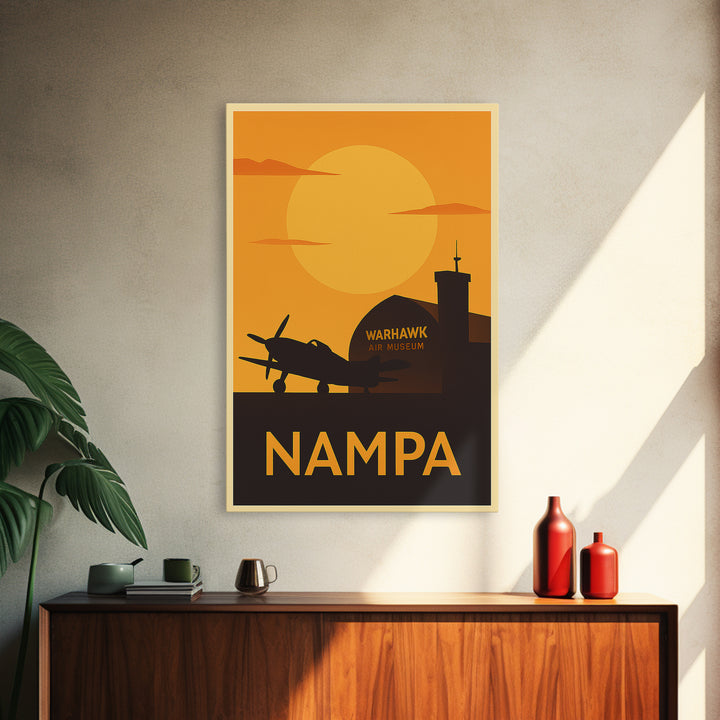 Nampa Travel Poster, Canvas Print, Gold Art Deco Poster Art, Nampa Travel Art, Wanderlust Decor, Travel Wall Art, Watercolor Skyline