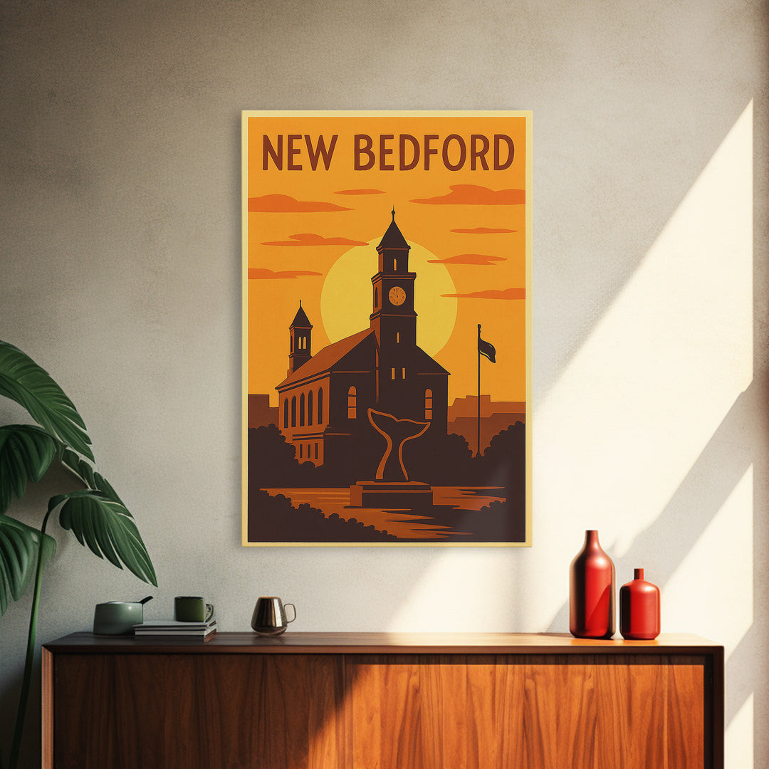 New Bedford Massachusetts Travel Poster, Canvas Print, Gold Art Deco Poster Art, New Bedford City Art, Travel Poster Set, City Poster