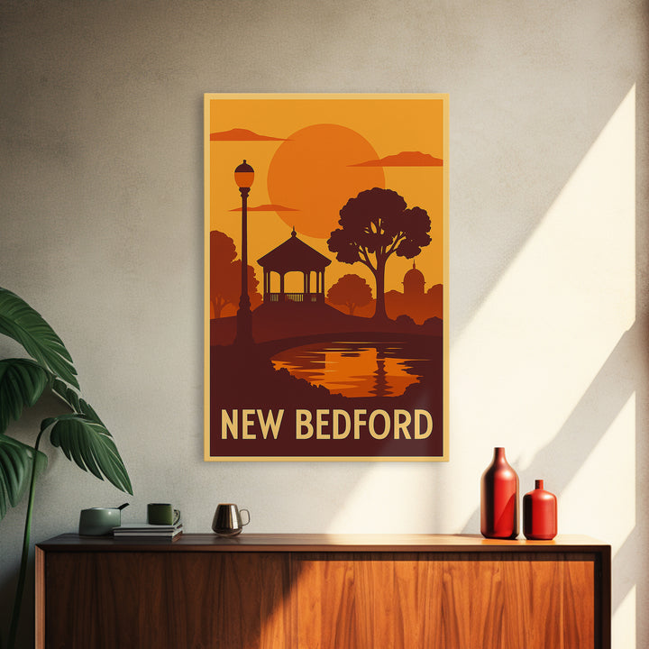 New Bedford Travel Poster, Canvas Print, Vintage Deco Wall Art, New Bedford Art Print, Mid Century Wall Art, Retro Travel Print