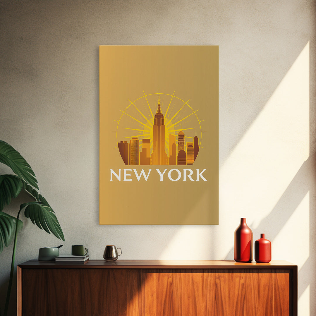New York Travel Poster, Canvas Print, Gold Art Deco Poster Art, New York Wall Art, Travel Poster Set, City Art Print, Retro Travel Print
