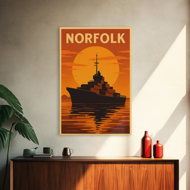 Norfolk Virginia Travel Poster, Canvas Print, Gold Art Deco Poster Art, Norfolk Art Print, Wanderlust Decor, Retro Travel Print, Wall Art