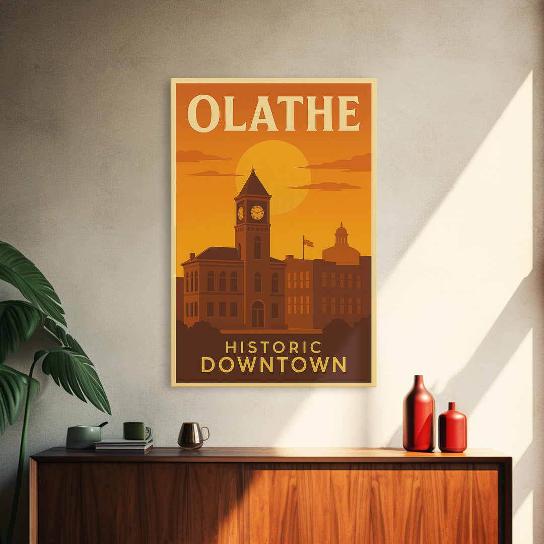 Olathe Kansas Travel Poster, Framed Canvas Print, Gold Art Deco Poster Art, Olathe Wall Art, Travel Poster Art, Home Office Decor, Art Print