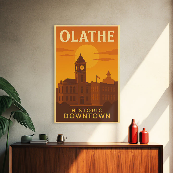 Olathe Kansas Travel Poster, Framed Canvas Print, Gold Art Deco Poster Art, Olathe Wall Art, Travel Poster Art, Home Office Decor, Art Print