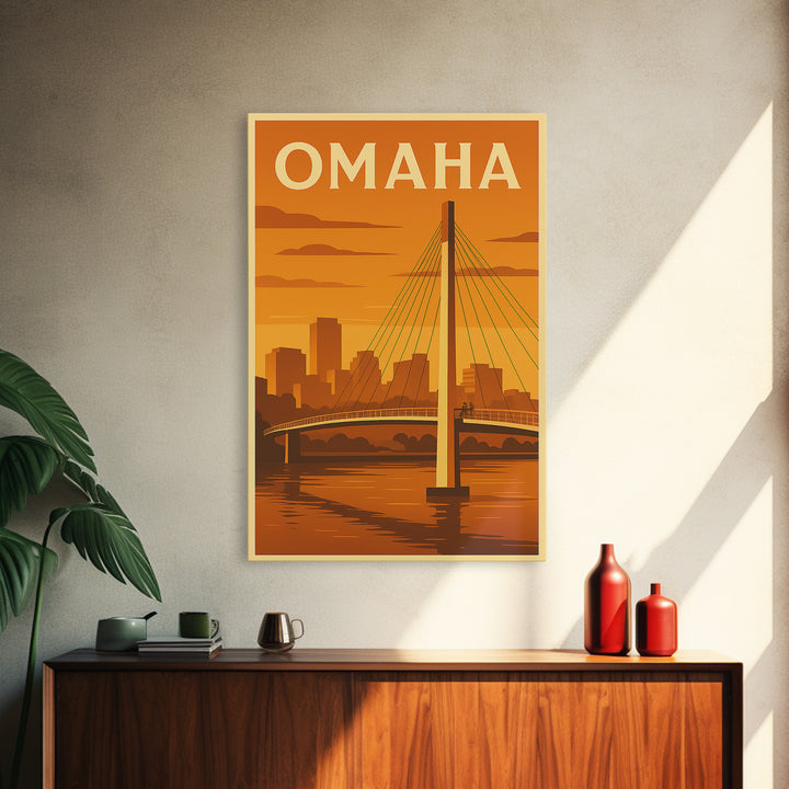 Omaha Nebraska Travel Poster, Canvas Print, Gold Art Deco Poster Art, Omaha Art Print, Vintage Travel Art, Fine Art Print, Travel Art Print