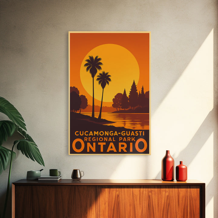 Ontario Travel Poster, Canvas Print, Warm Sunset Silhouette Art, Ontario Poster Print, City Illustration, Vintage Travel Print