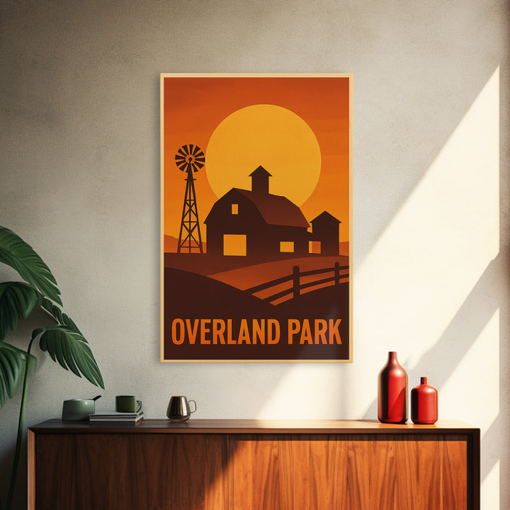 Overland Park Travel Poster, Canvas Print, Golden Travel Poster Art, Overland Park Poster Print, Travel Art Print, Vintage City Art